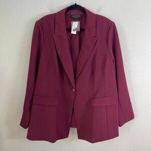 NEW Lane Bryant Womens Plus 24 Blazer Jacket Burgundy‎ Single Button Work Career